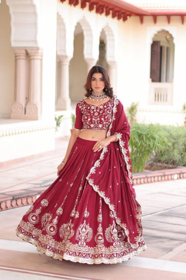 Designer Vichitra Silk Embroidered Lehenga Choli Collection