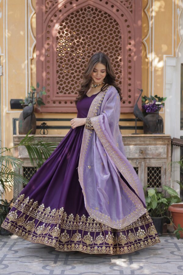 PREMIUM DESIGNER PURPLE READYMADE GOWN