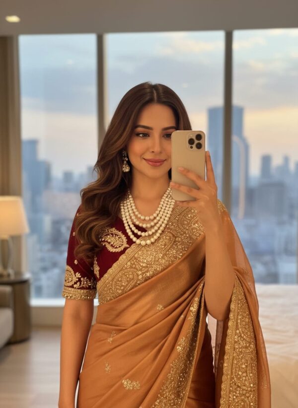 Fendy Satin Saree Heavy Embroidery