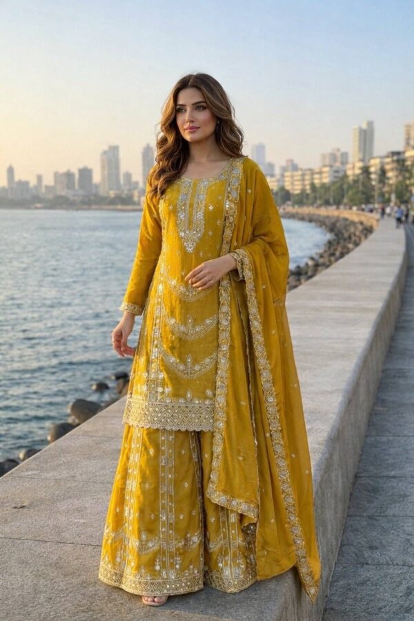 Fancy Design Pakistani Top & Palazzo