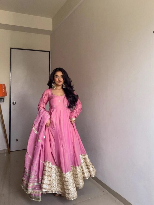 Elegant Chinon Embroidered Suit Set