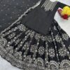 Black lehenga set with heavy silver embroidery and high neck kurti for women wedding and festive wear for women festive wear