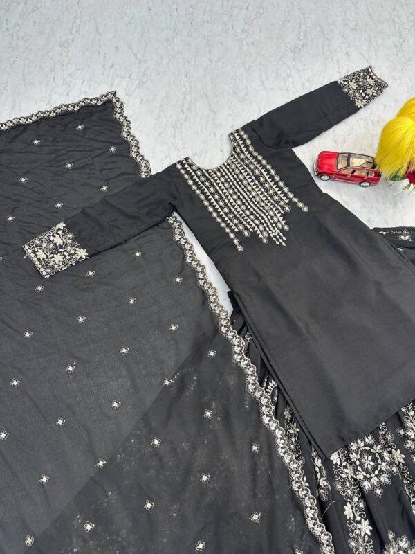 Black lehenga set with heavy silver embroidery and high neck kurti for women wedding and festive wear for women festive wear
