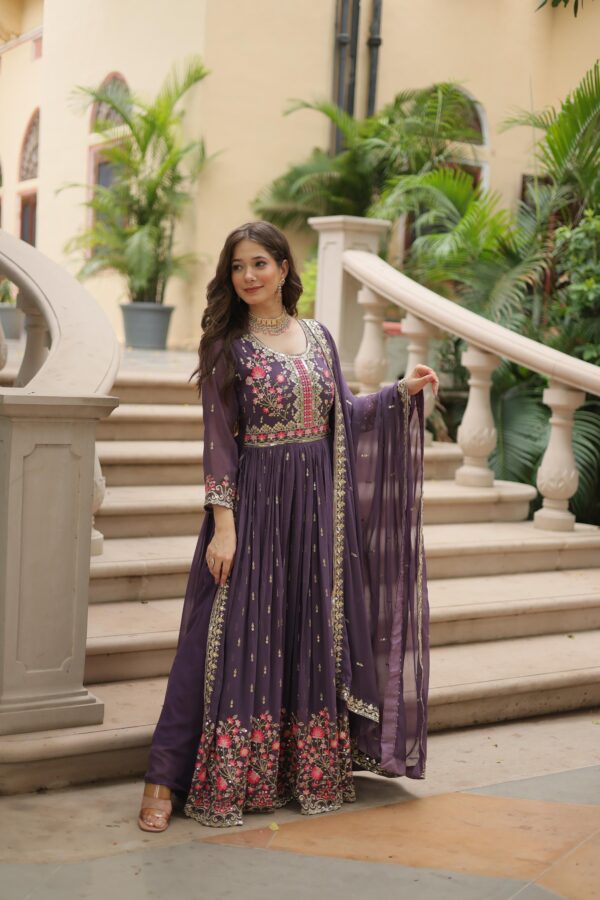 Purple Embroidered Anarkali Suit with Dupatta Festive Wear