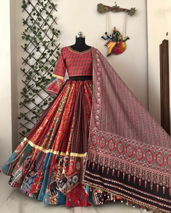 Multicolor patchwork lehenga choli with designer flared skirt festive ethnic wear for women