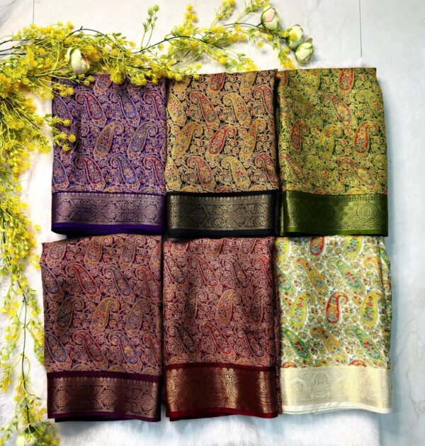 Multicolor Ajrakh saree set with soft fabric and detailed woven pallu and border for women festive wear