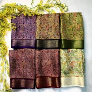 Multicolor Ajrakh saree set with soft fabric and detailed woven pallu and border for women festive wear