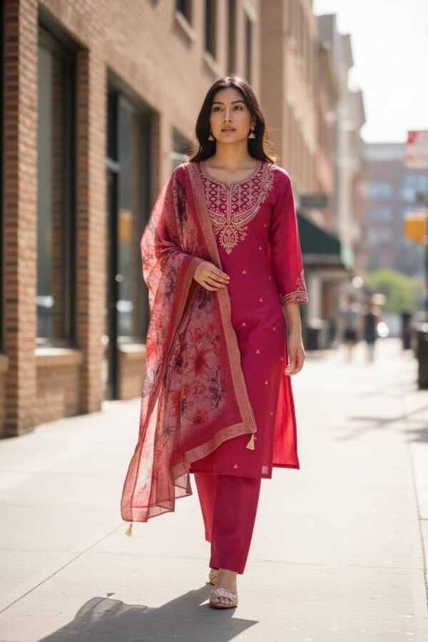 Pink Pakistani salwar suit with Dupatta