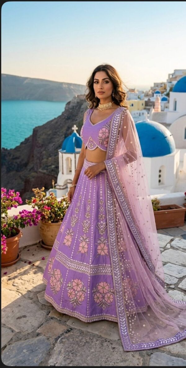 Purple Embroidered Lehenga Choli with Dupatta Wedding Wear