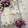Embroidered sharara suit in cream and mauve with dupatta for women festive and wedding wear for women festive wear