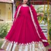 Black and red anarkali gown with heavy gold border and dupatta for women festive and wedding wear for women festive wear