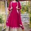 Black and red anarkali gown with heavy gold border and dupatta for women festive and wedding wear for women festive wear