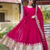 Black and red anarkali gown with heavy gold border and dupatta for women festive and wedding wear for women festive wear