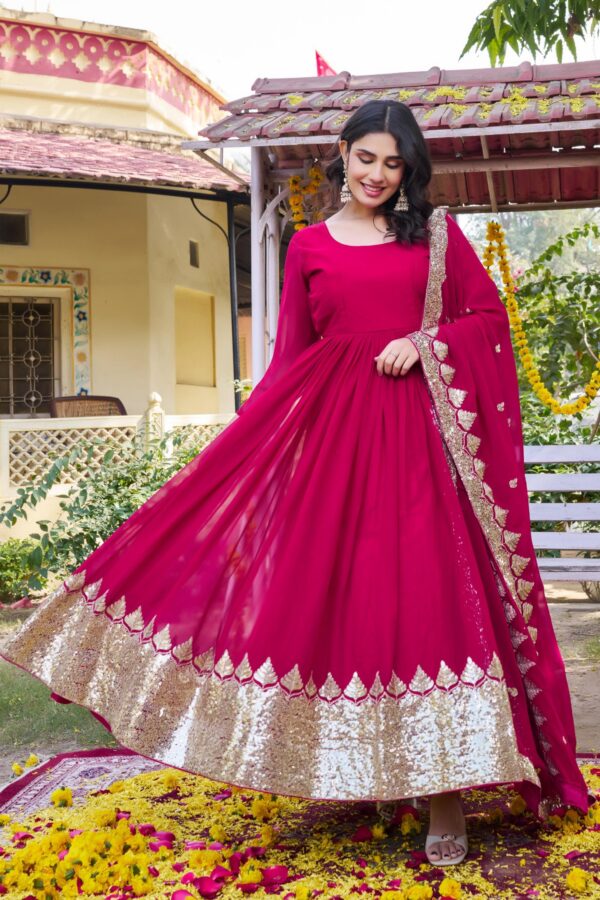 Black and red anarkali gown with heavy gold border and dupatta for women festive and wedding wear for women festive wear