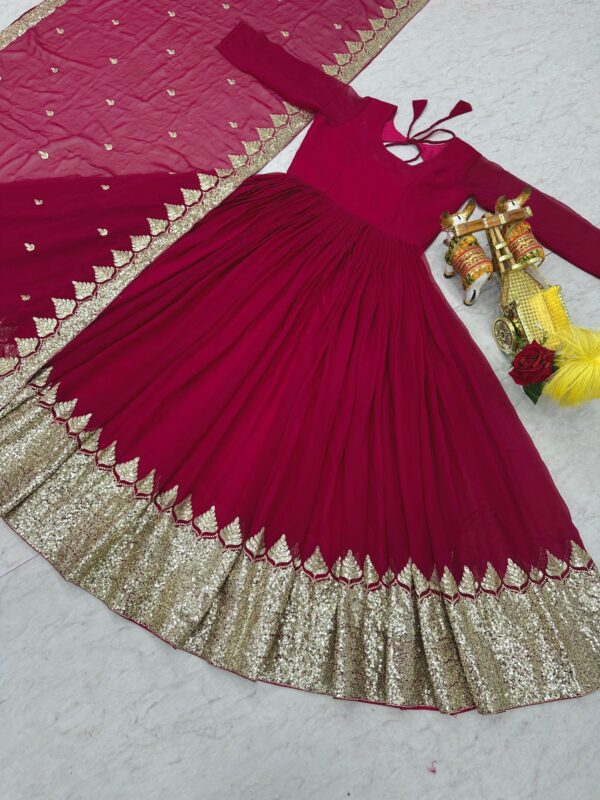 Black and red anarkali gown with heavy gold border and dupatta for women festive and wedding wear for women festive wear