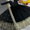 Black and red anarkali gown with heavy gold border and dupatta for women festive and wedding wear for women festive wear