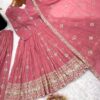 Olive green and pink Anarkali gown with zari embroidery and dupatta for women festive wear for women festive wear