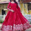 Red and purple embroidered anarkali gown with dupatta for women festive and wedding wear for women festive wear