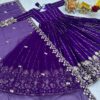 Red and purple embroidered anarkali gown with dupatta for women festive and wedding wear for women festive wear