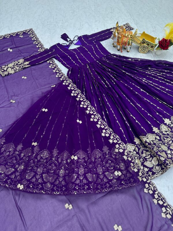 Red and purple embroidered anarkali gown with dupatta for women festive and wedding wear for women festive wear