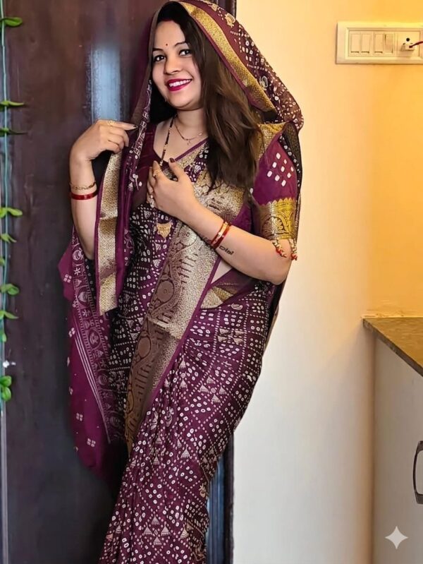 Magenta silk saree with gold zari motifs and border for women festive and traditional wear for women festive wear