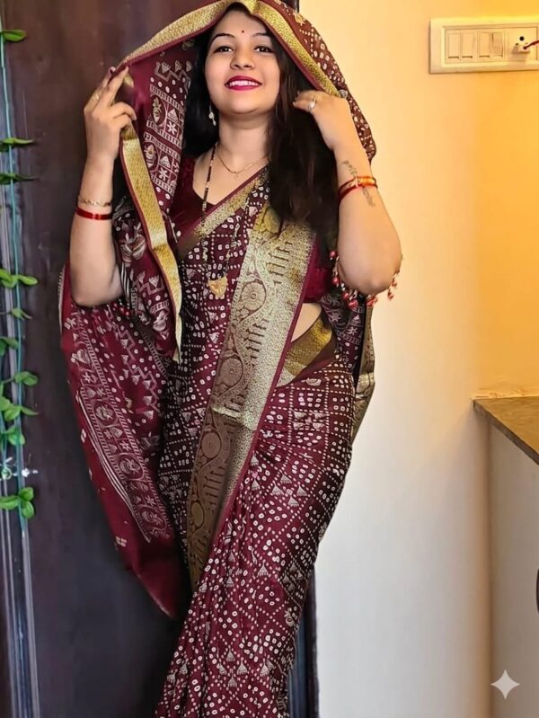 Magenta silk saree with gold zari motifs and border for women festive and traditional wear for women festive wear