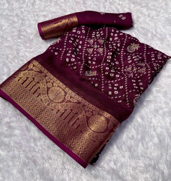 Magenta silk saree with gold zari motifs and border for women festive and traditional wear for women festive wear