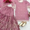 Dusty pink sharara suit with embroidery and dupatta for women festive and wedding wear for women festive wear