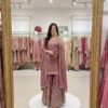 Dusty pink sharara suit with embroidery and dupatta for women festive and wedding wear for women festive wear