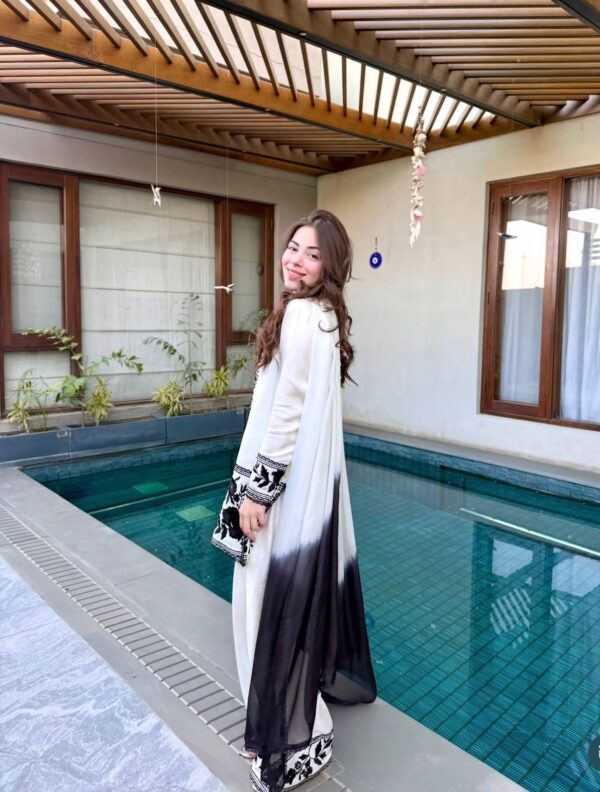 Off white kurta palazzo set with black floral embroidery and dupatta for women elegant and festive wear for women festive wear