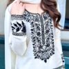 Off white kurta palazzo set with black floral embroidery and dupatta for women elegant and festive wear for women festive wear