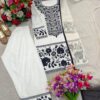 Off white kurta palazzo set with black floral embroidery and dupatta for women elegant and festive wear for women festive wear