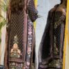 Woman wearing black floral printed kurta set with detailed dupatta and matching pants for women festive wear