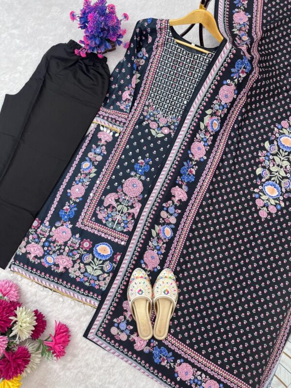 black floral printed kurta set with dupatta for women ethnic wear casual festive outfit for women festive wear