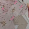blush pink kurta with floral embroidery and matching dupatta with pants for women festive wear