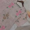blush pink kurta with floral embroidery and matching dupatta with pants for women festive wear