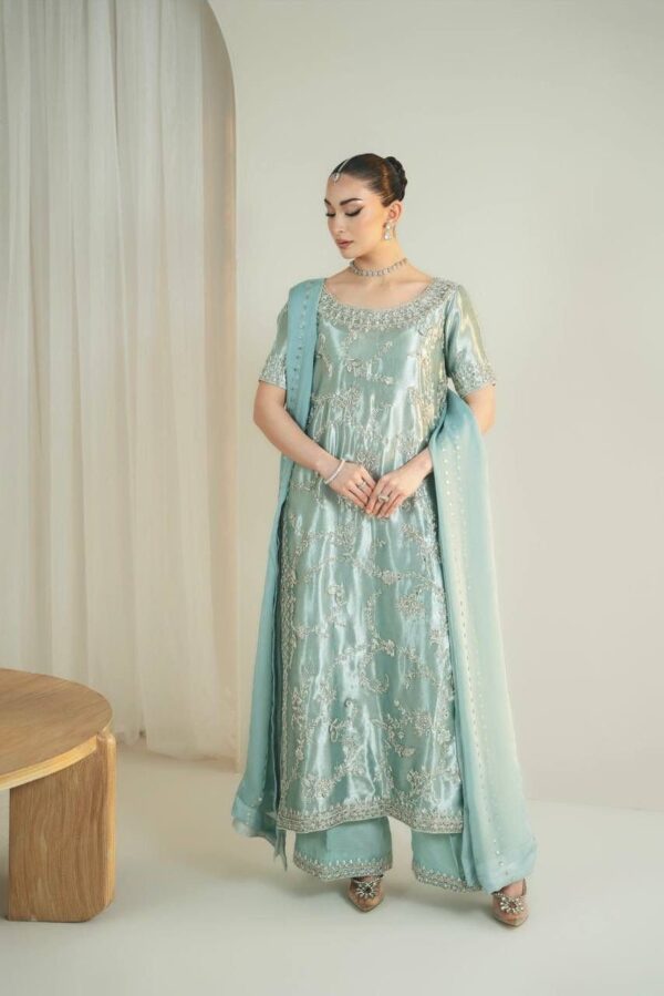 sea green embroidered kurta palazzo set with dupatta for women festive and wedding wear outfit for women festive wear