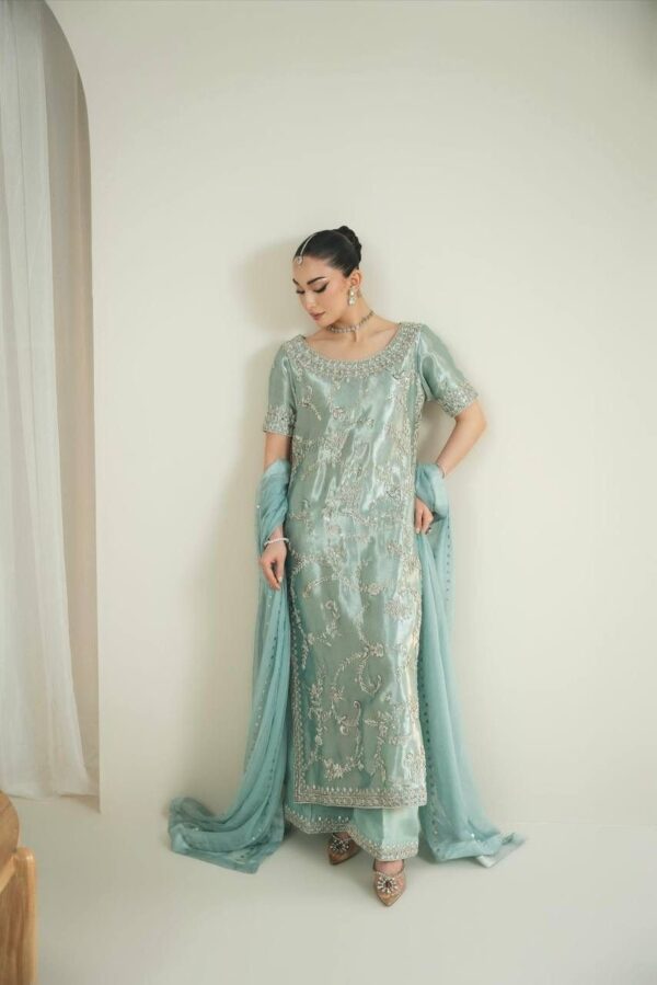 sea green embroidered kurta palazzo set with dupatta for women festive and wedding wear outfit for women festive wear