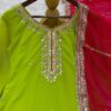 lime green kurta sharara set with pink dupatta and embroidery for women festive and wedding wear ethnic outfit for women festive wear