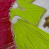 lime green kurta sharara set with pink dupatta and embroidery for women festive and wedding wear ethnic outfit for women festive wear