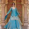 teal and pink embroidered kurta sets with dupatta for women festive wear designer ethnic outfits combo for women festive wear