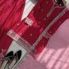 Wine Red Embroidered Kurta Sharara Set with Dupatta for women festive wear