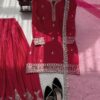 Wine Red Embroidered Kurta Sharara Set with Dupatta for women festive wear