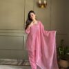 Soft Pink Elegant Kurta Pant Set with Dupatta for women festive wear
