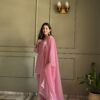 Soft Pink Elegant Kurta Pant Set with Dupatta for women festive wear
