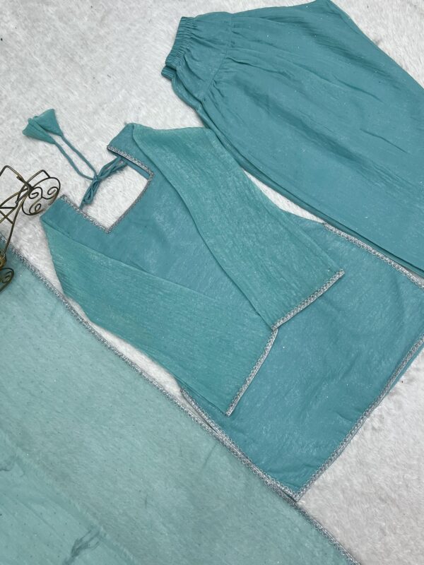 Soft Pink Elegant Kurta Pant Set with Dupatta for women festive wear