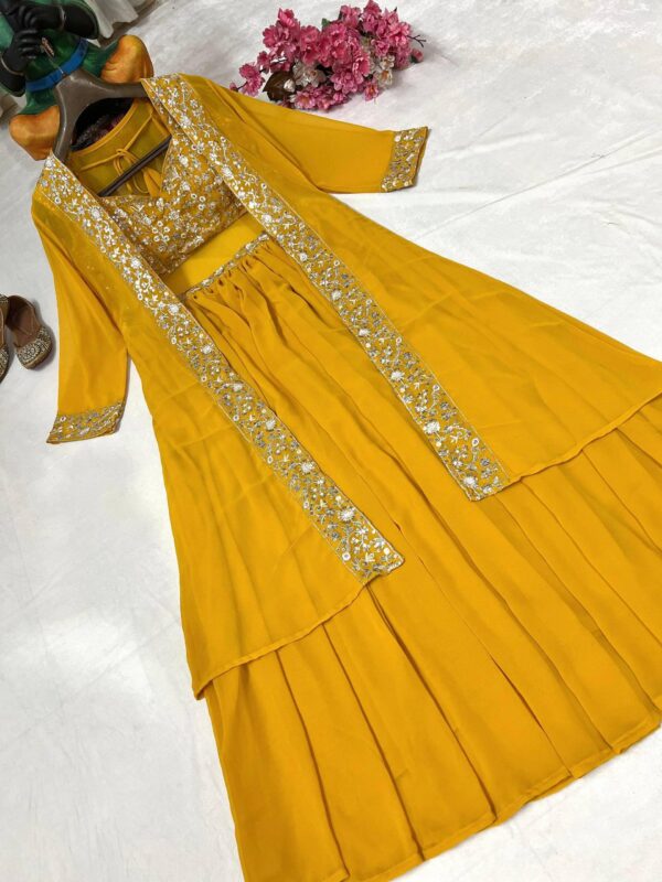Mustard Yellow Designer Lehenga Set with Embroidered Jacket for women festive wear