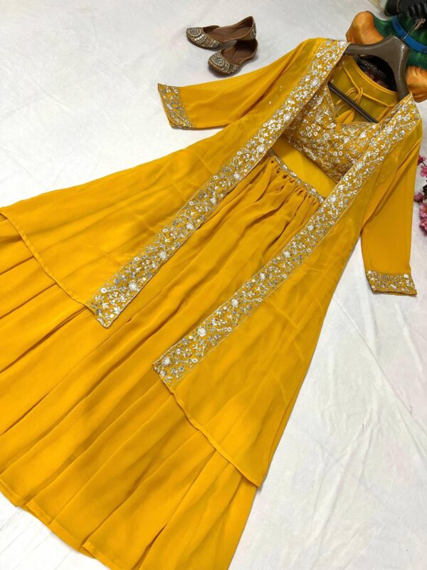 Mustard Yellow Designer Lehenga Set with Embroidered Jacket for women festive wear