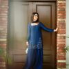 Navy blue embroidered kurti set with palazzo pants for women ethnic wear India for women festive wear