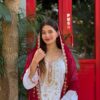 Elegant White Embroidered Kurta Sharara Set with Red Dupatta for women festive wear